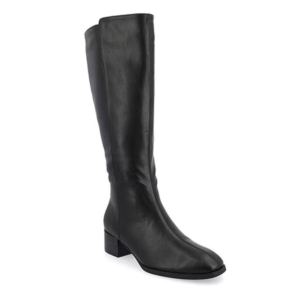 NEW! Journee Devri Women's Calf Stacked Heel Dress Knee-High Boots Size 7.5 BLK